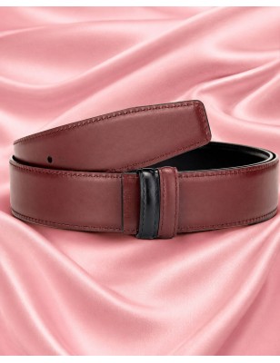 Lanière de ceinture réversible prune et noir MURUZI enroulée