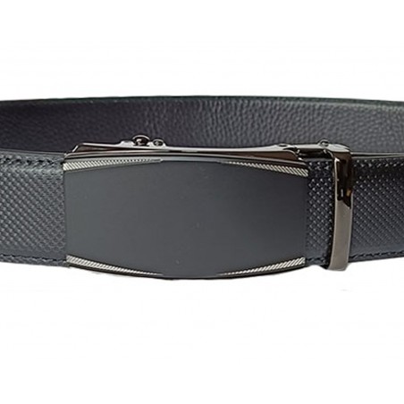 Ceinture automatique sans trou homme cuir noir finition carbone – boucle 523
