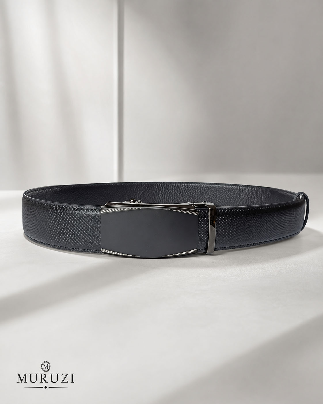 ceinture automatique sans trou MURUZI en cuir pleine fleur